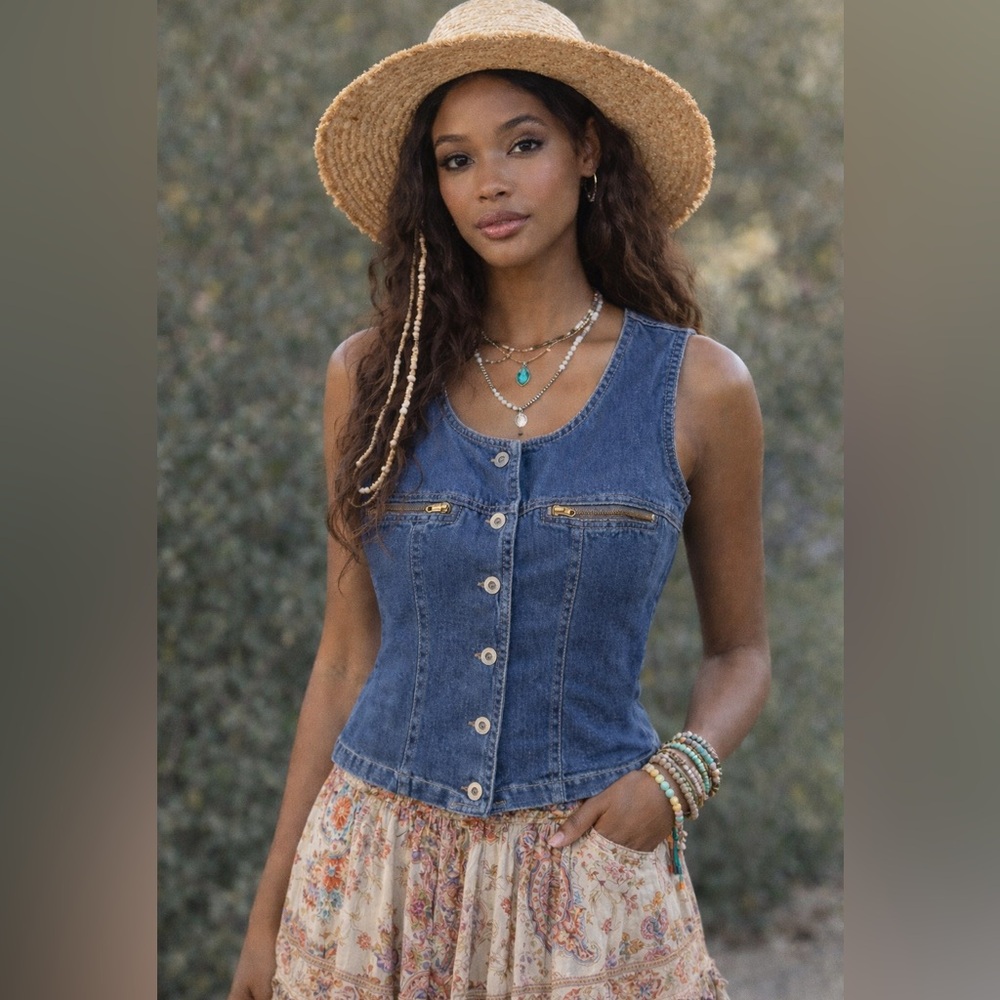 Grass Raggs Vintage Blue Denim Women's Vest. Size Small. Great Condition.